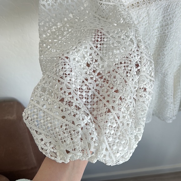 NWT Monique Lhuillier White Macramé Lace Mini Dress Size 10 - Picture 7 of 7